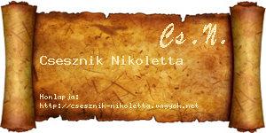 Csesznik Nikoletta névjegykártya